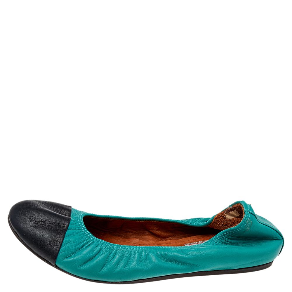

Lanvin Blue Leather Scrunch Ballet Flats Size