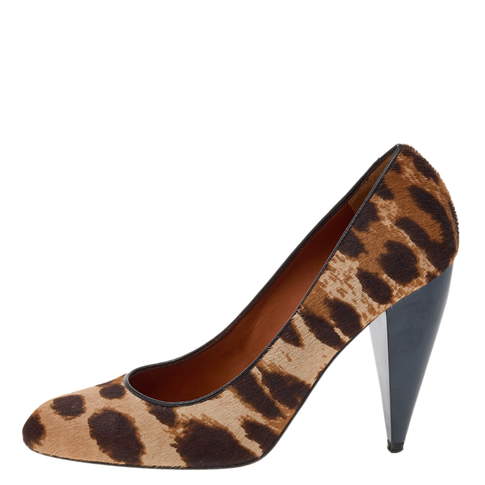 

Lanvin Dark Brown Leopard Print Calf Hair And Leather Pumps Size