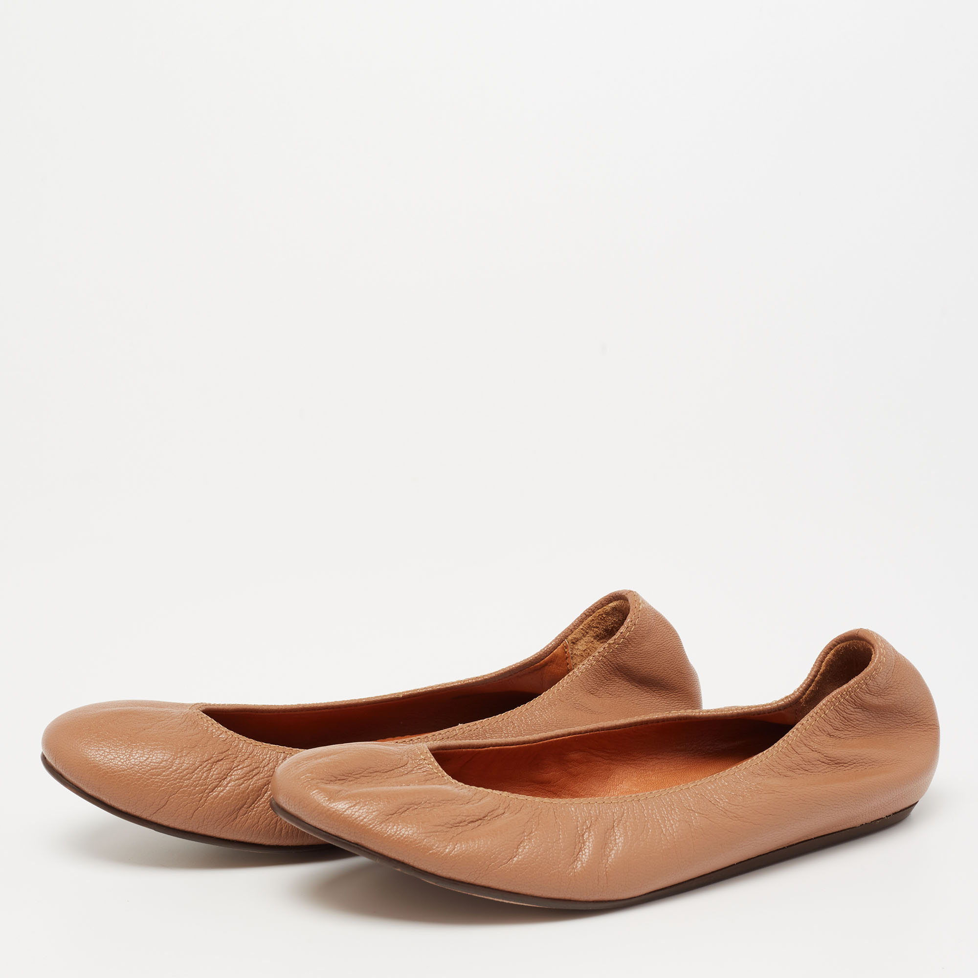 

Lanvin Brown Leather Scrunch Ballet Flats Size