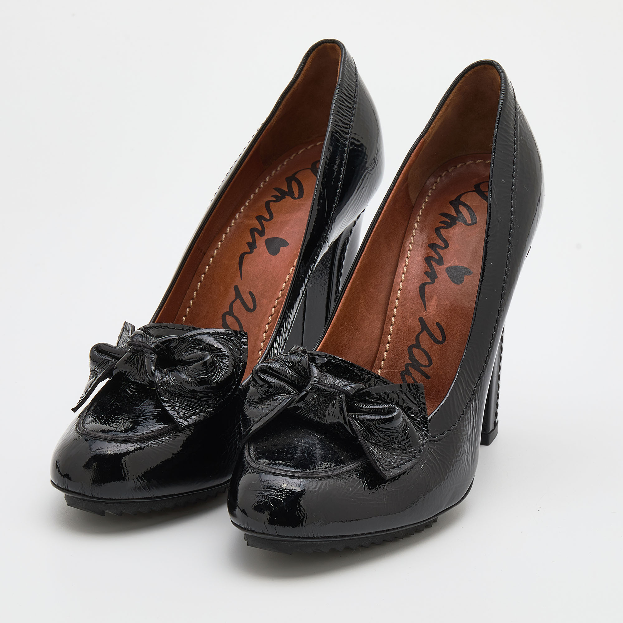 

Lanvin Black Patent Leather Bow Detail Pumps Size