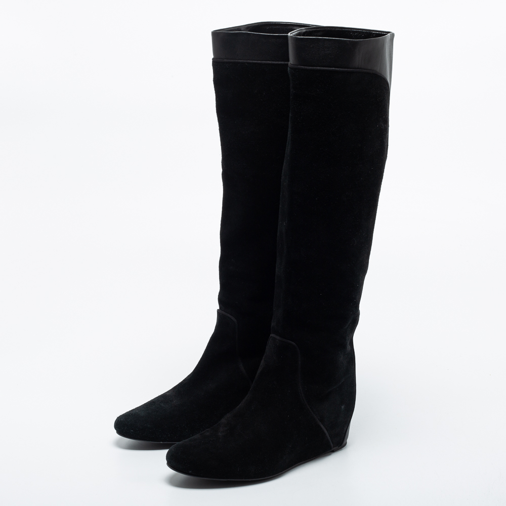 

Lanvin Black Suede and Leather Mid Length Boots Size