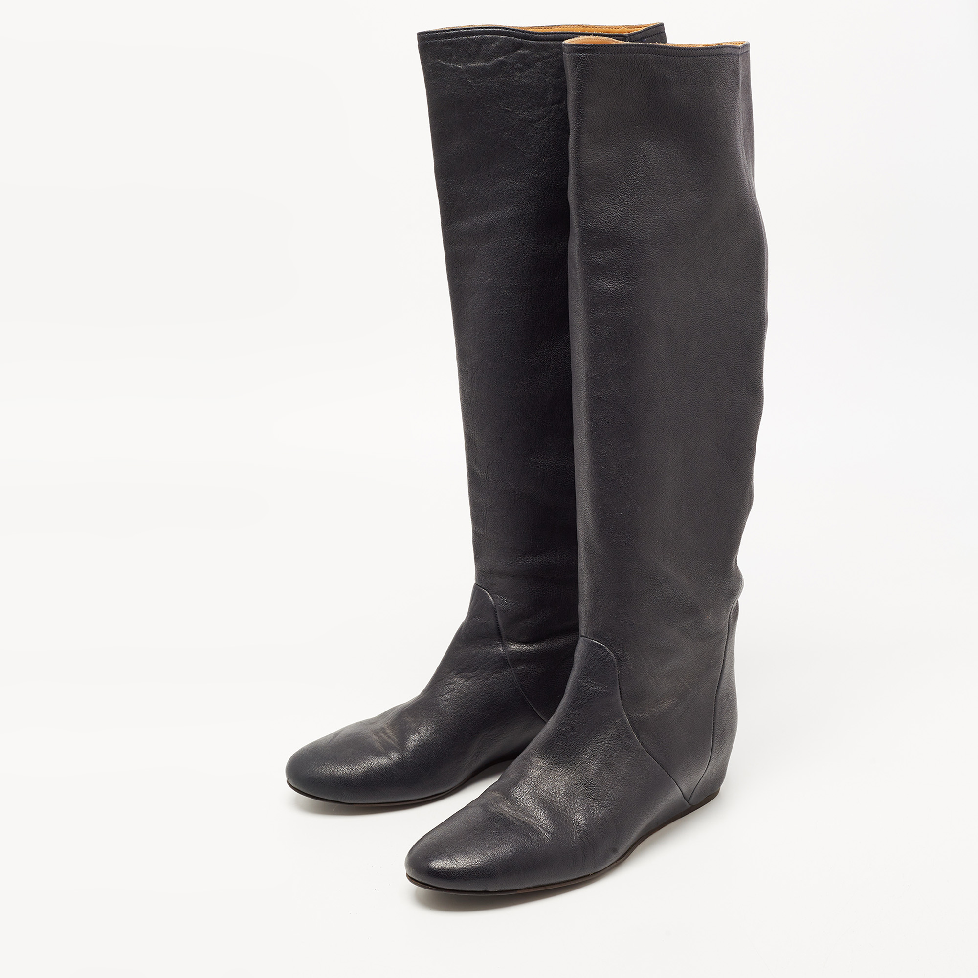 

Lanvin Black Leather Knee Length Boots Size