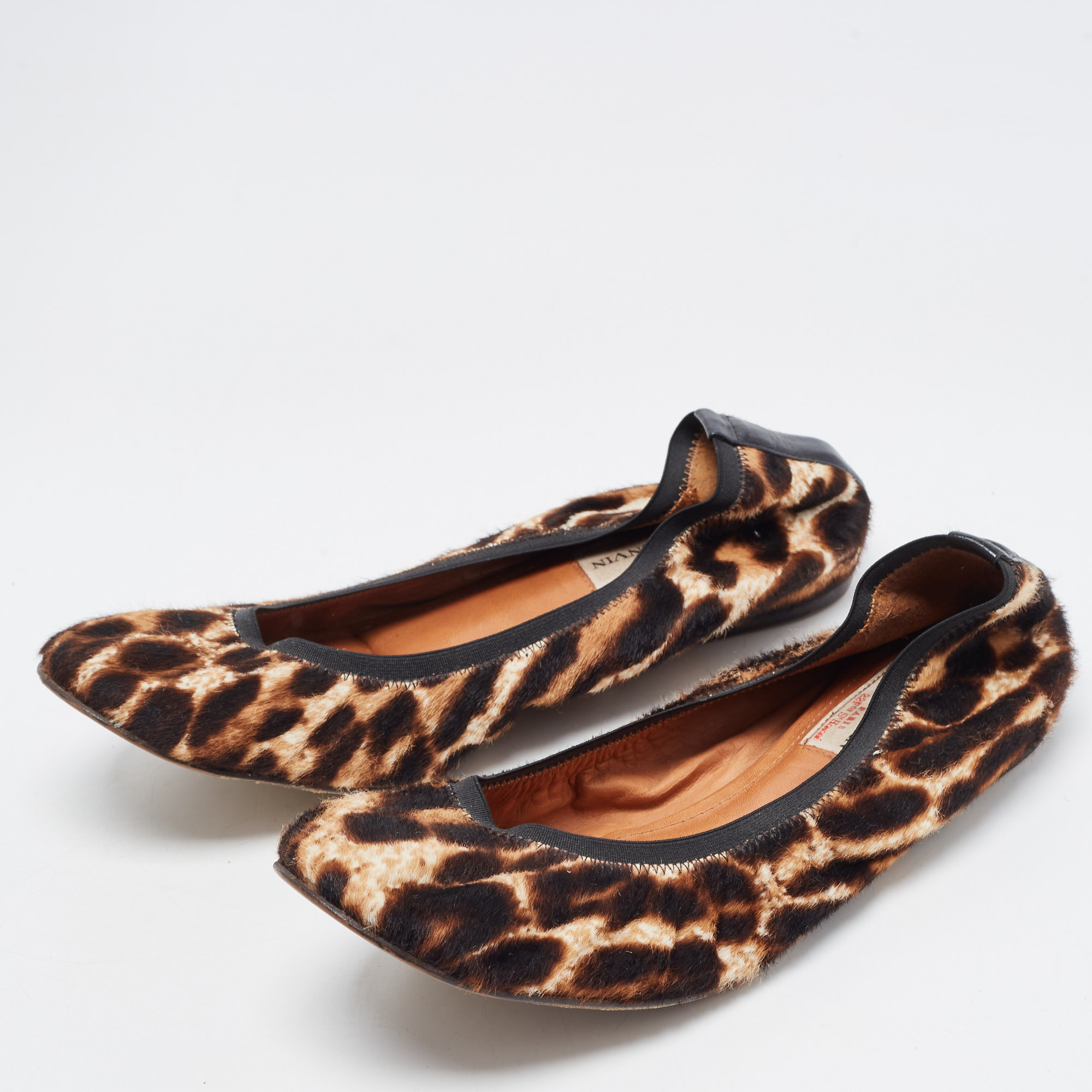 

Lanvin Two Tone Leopard Print Calf Hair Scrunch Ballet Flats Size, Brown