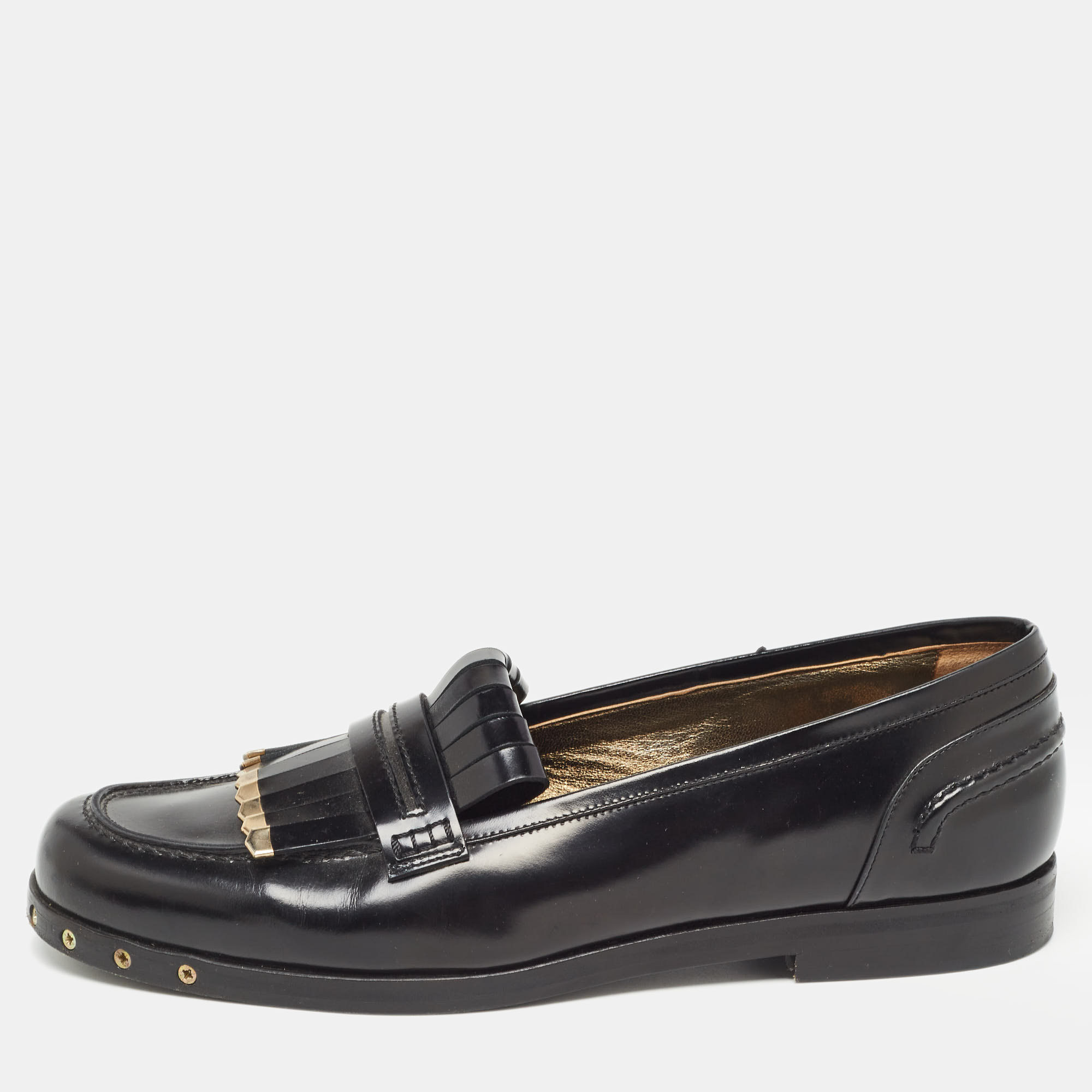 

Lanvin Black Leather Fringe Loafers Size