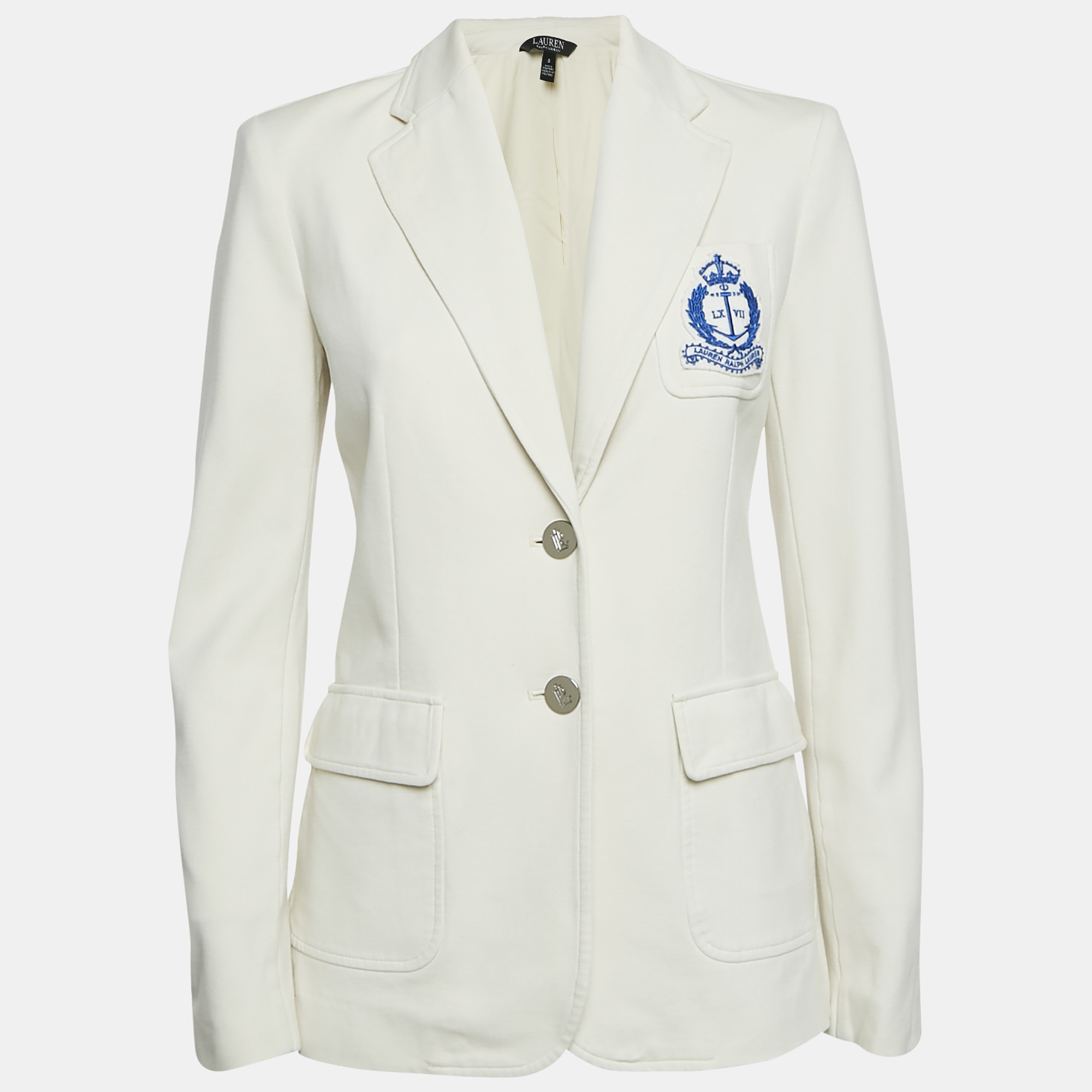 

Lauren Ralph Lauren Off White Jersey Badge Applique Jacket XS