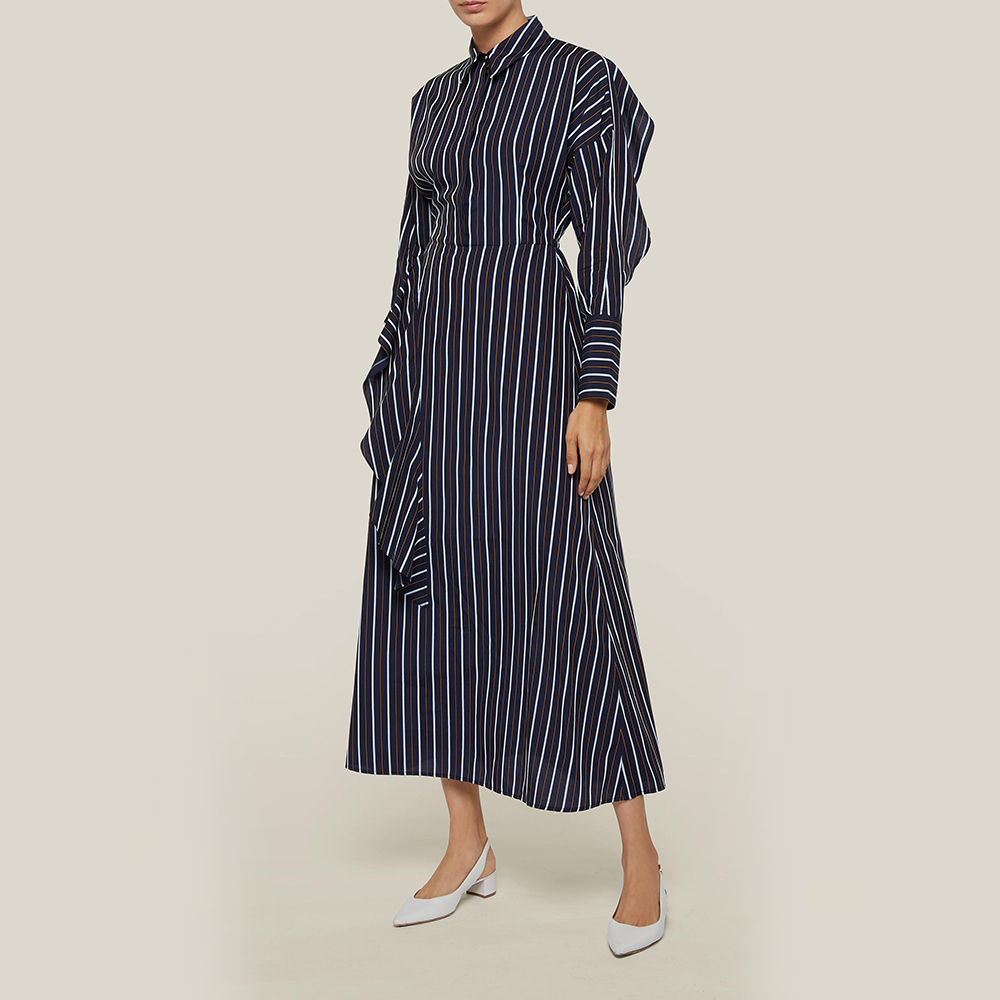 

LAYEUR Blue Ross Striped Dolman Sleeve Dress FR 40