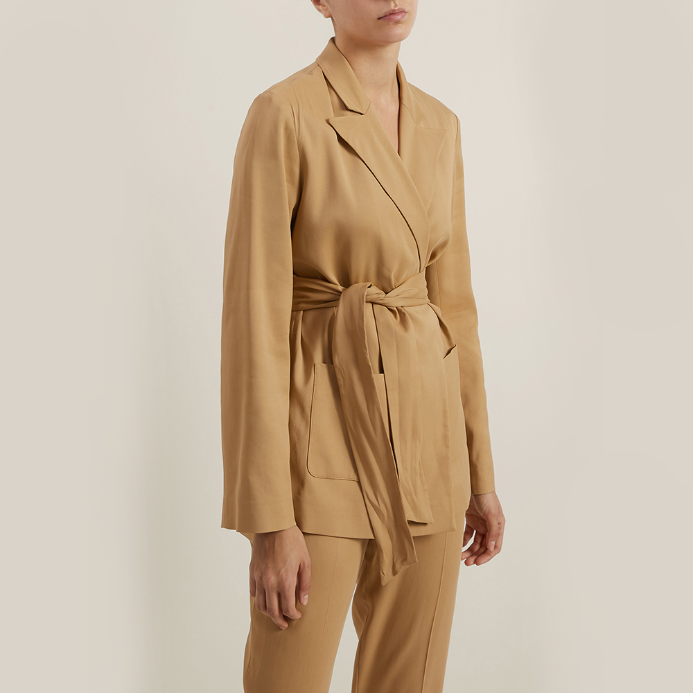 

LAYEUR Brown Dench Belted Wrap Jacket