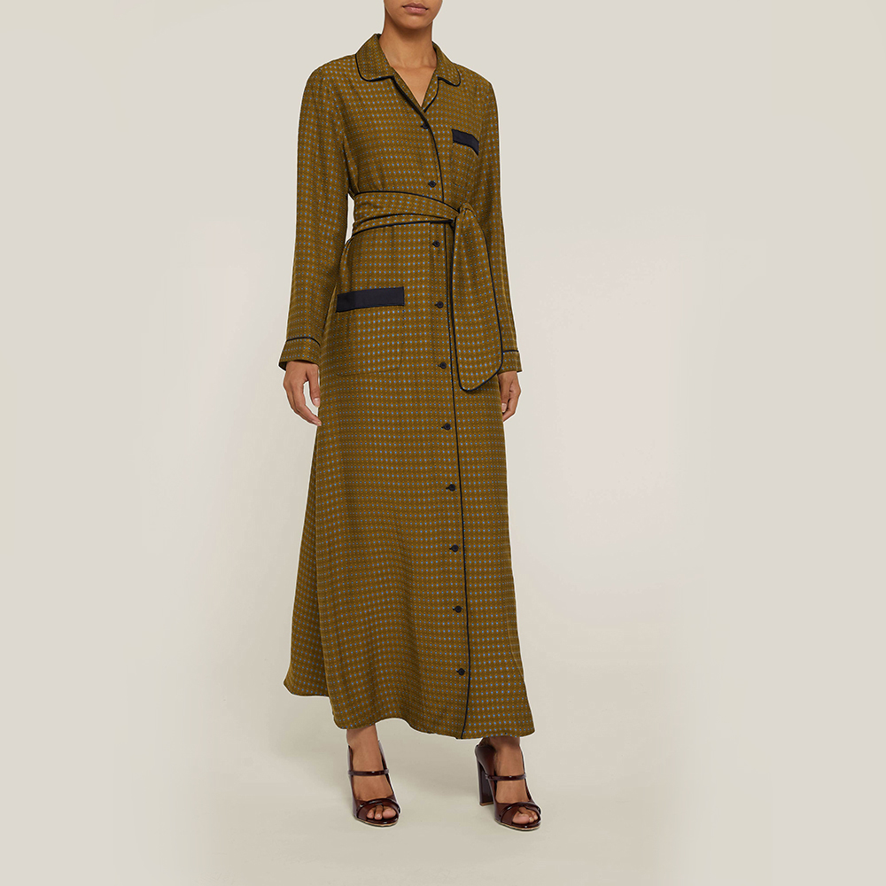 

LAYEUR Brown Fitzgerald Printed Button-Down Maxi Dress FR 46