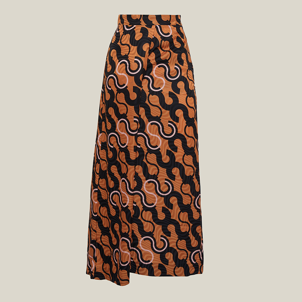 Pre Owned LAYEUR Brown Mae Printed Cotton-Silk Culottes FR 46