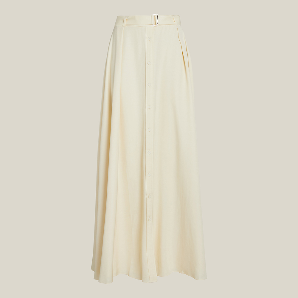 Pre Owned LAYEUR Cream Borden Button Down Maxi Skirt FR 34