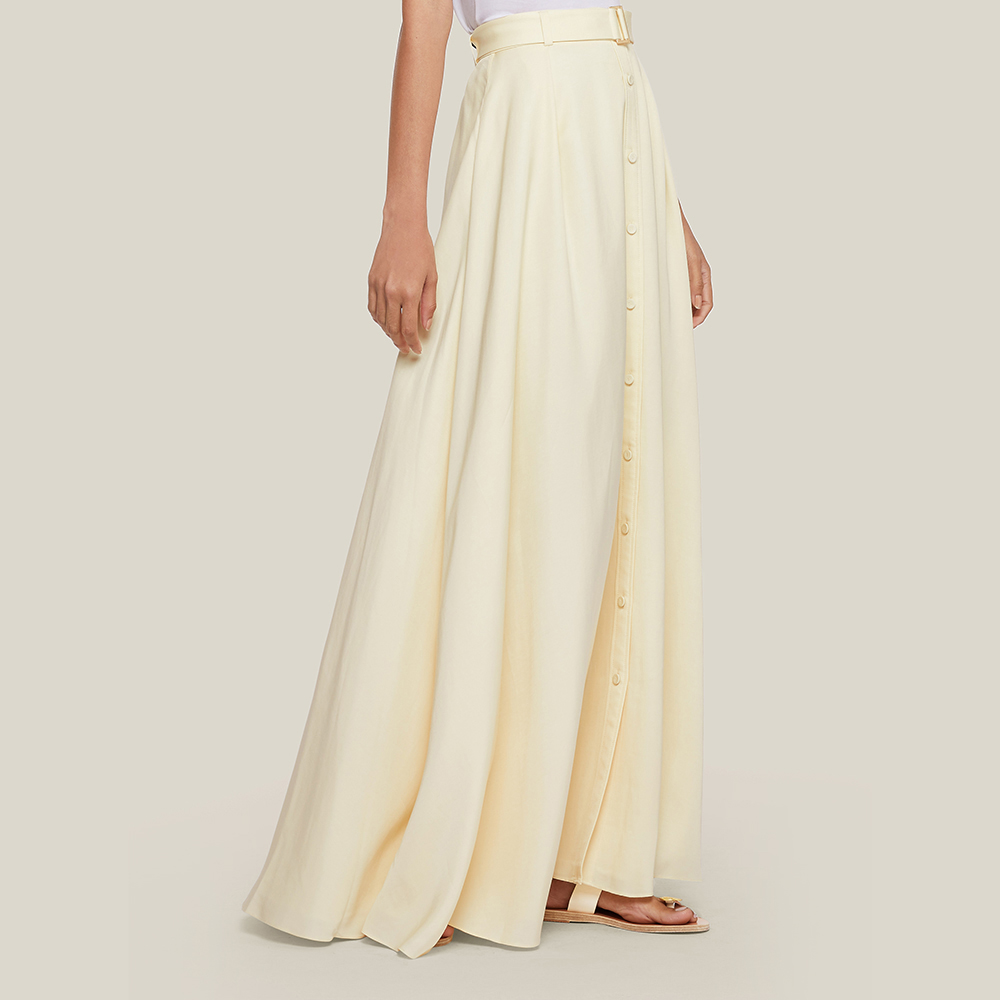 

LAYEUR Cream Borden Button Down Maxi Skirt FR 36