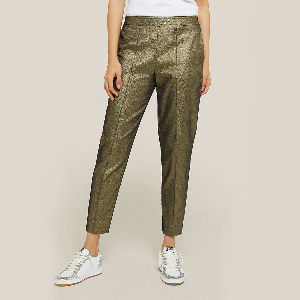 

LAYEUR Gold Amos Metallic Cotton-Blend Trousers FR 34