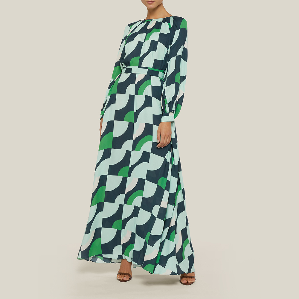 

LAYEUR Green Borden Balloon Sleeve Poet Dress FR 34