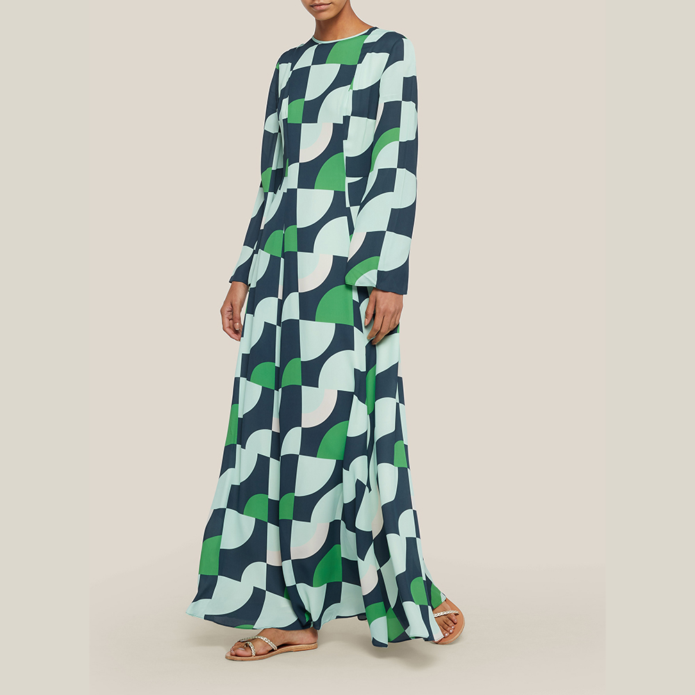 

LAYEUR Green Wharton Fit and Flare Maxi Dress FR 34