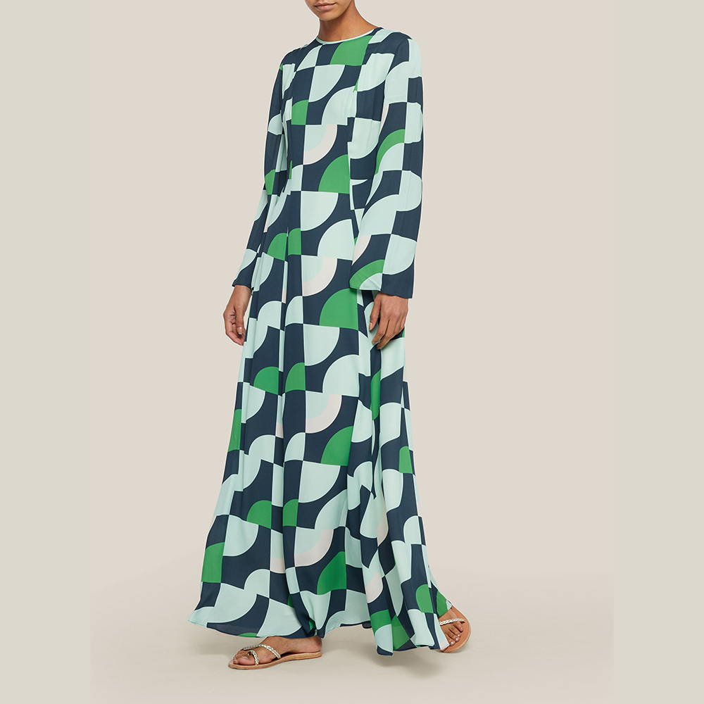 

LAYEUR Green Wharton Fit and Flare Maxi Dress FR 40