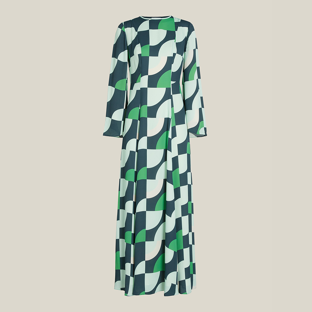 LAYEUR Green Wharton Fit and Flare Maxi Dress FR 42
