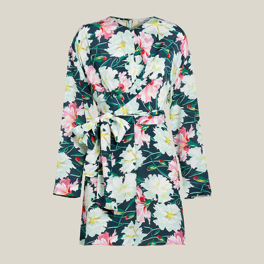 Pre Owned LAYEUR Multicoloured Reba Floral Print Wrap Tunic FR 46