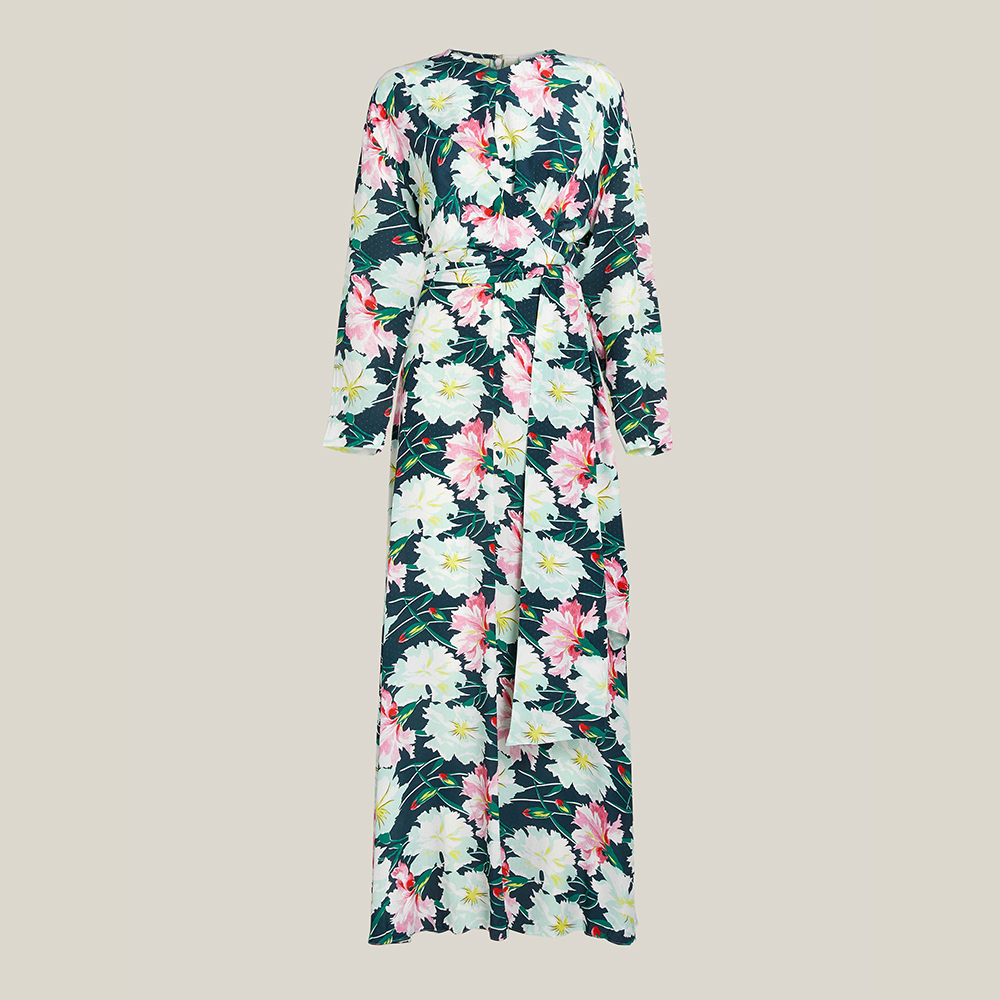 فستان ماكسي ليور روبي مورد متعدد الألوان ملتف مقاس فرنسي 42