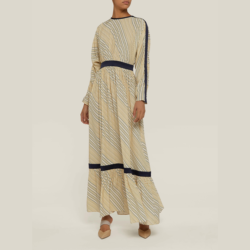 

LAYEUR Neutral Amos Ruffled Hem Silk-Blend Dress FR 36, Beige