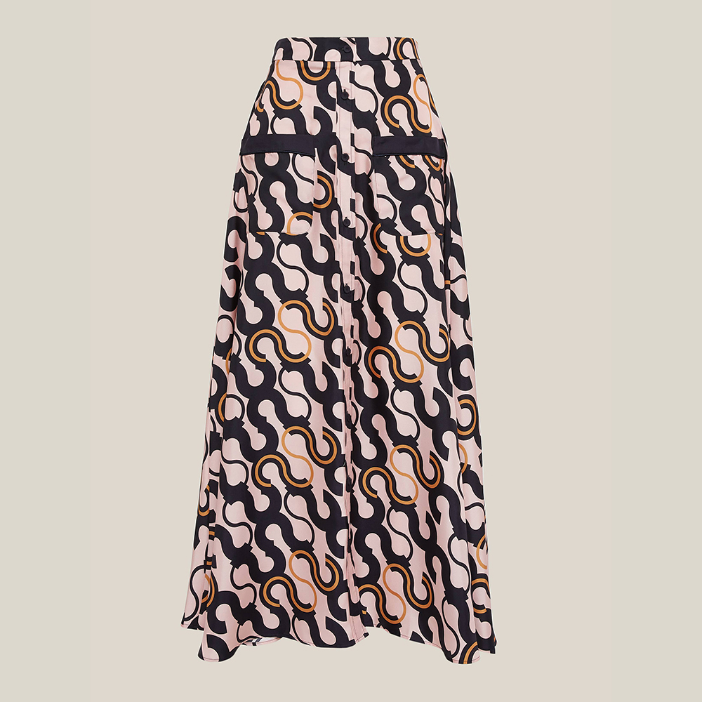 LAYEUR Pink Fitzgerald Button-Down Maxi Skirt FR 48