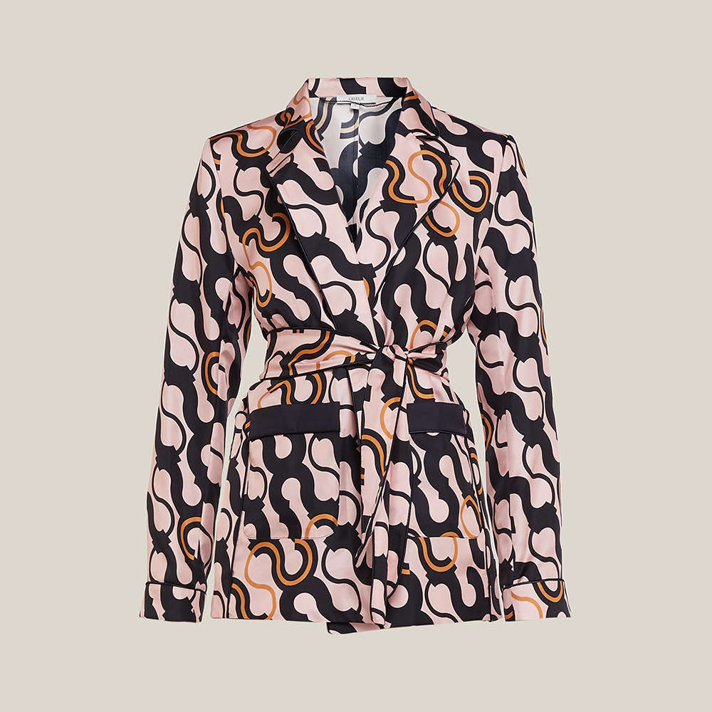 LAYEUR Pink Fitzgerald Printed Long Sleeve Belted Jacket XL