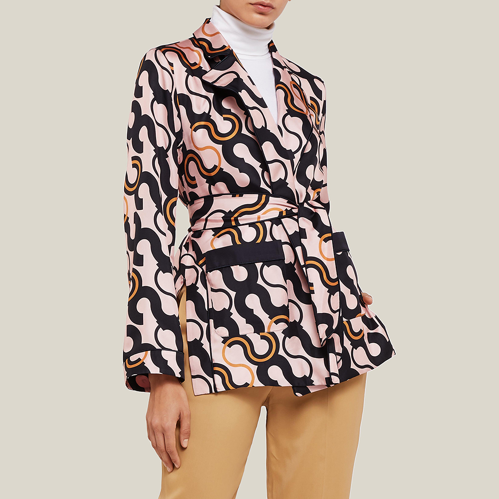 

LAYEUR Pink Fitzgerald Printed Long Sleeve Belted Jacket