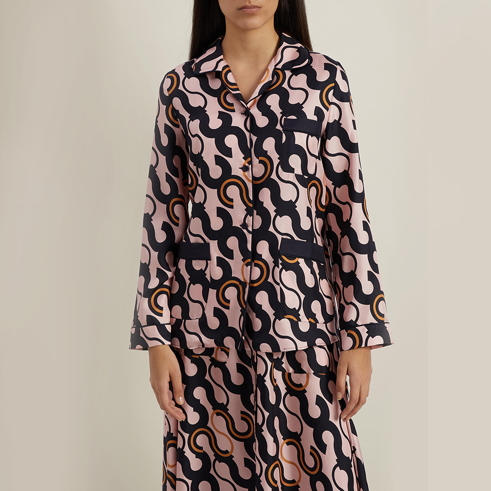 

LAYEUR Pink Fitzgerald Printed Silk Pyjama Top FR 46