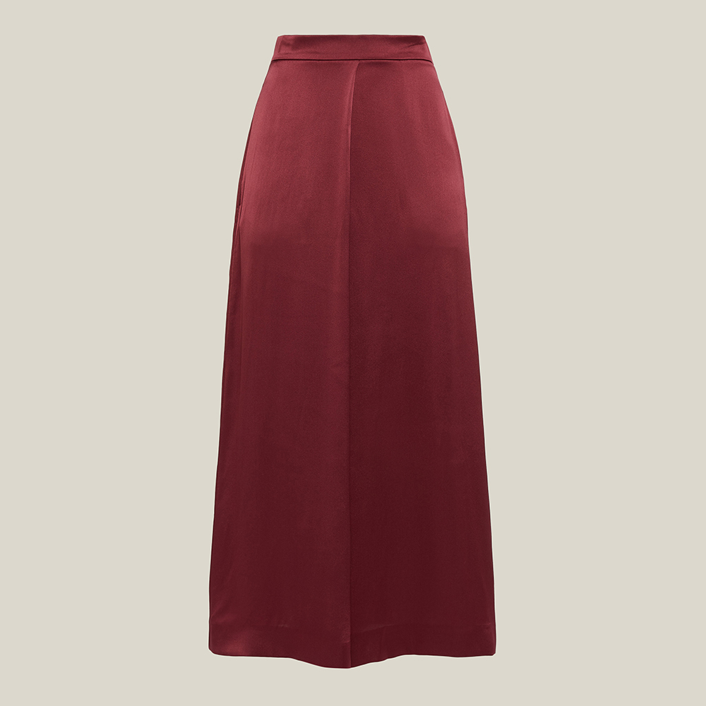 Pre Owned LAYEUR Red Mae High Waist Silk Culottes FR 48