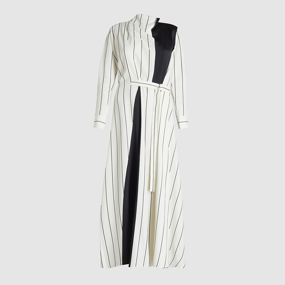 Pre Owned LAYEUR White Bergman Panelled Voile Maxi Dress FR 34