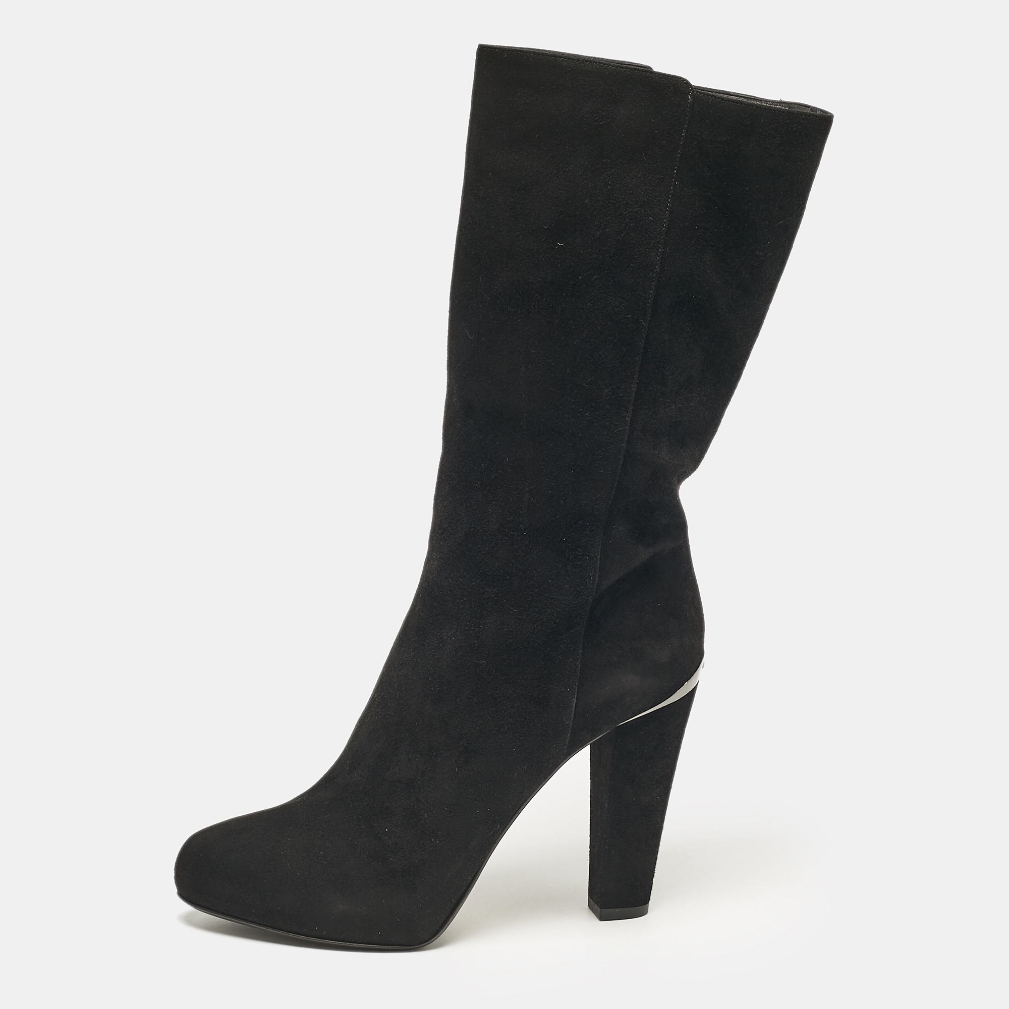 

Le Silla Black Suede Calf Length Boots Size