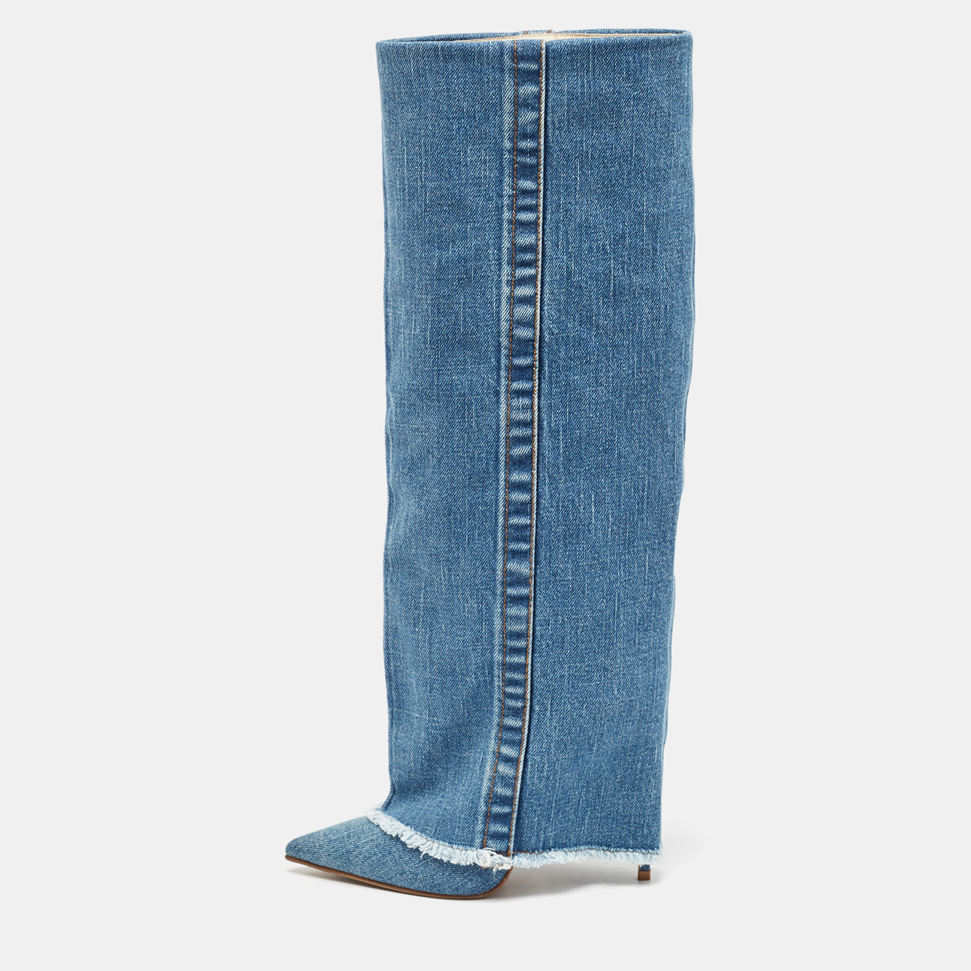 

Le Silla Blue Denim Andy Knee Length Boots Size