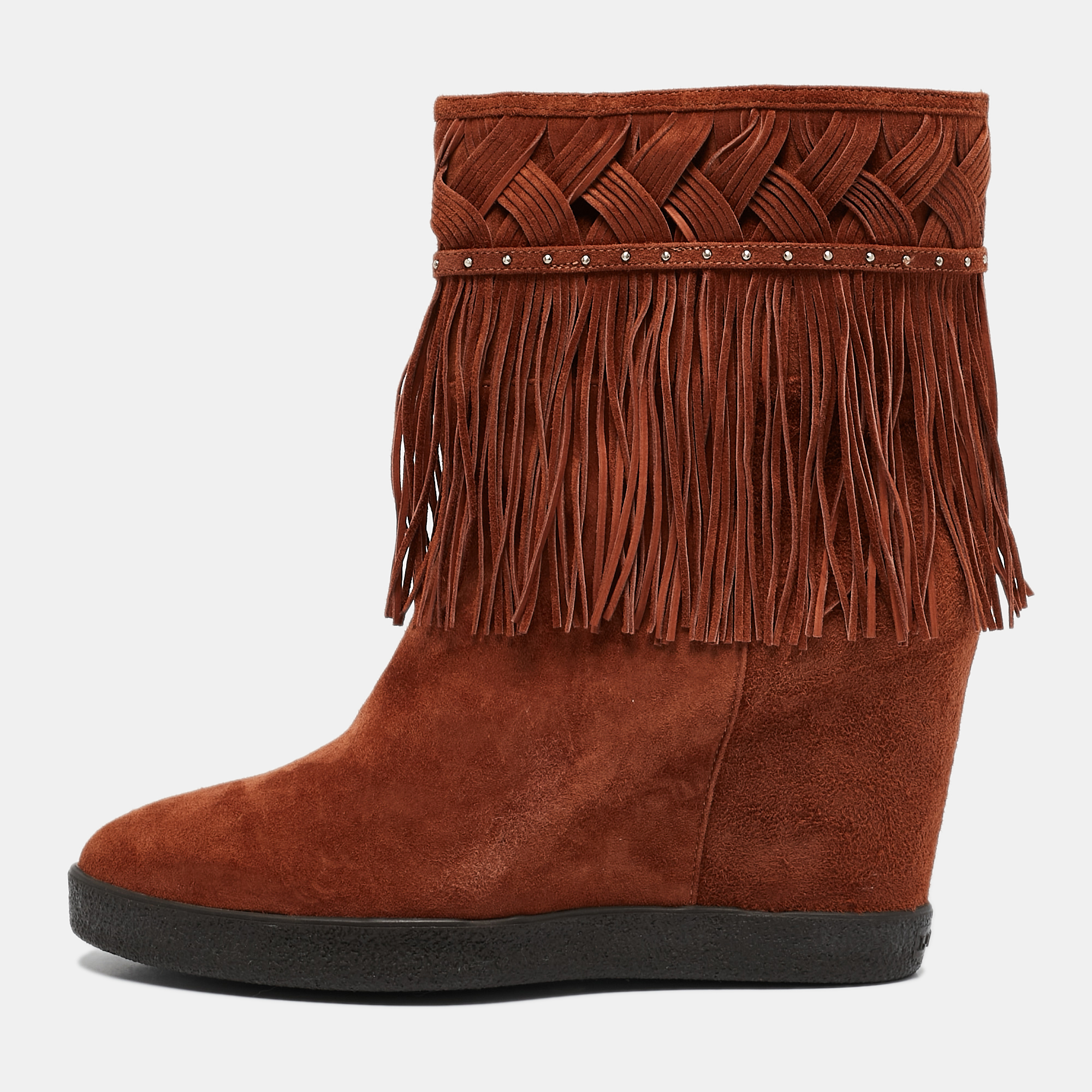 

Le Silla Brown Suede Fringe Ankle Boots Size