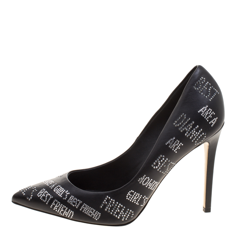

Le Silla Black Crystal Embellished Leather Pointed Toe Pumps Size