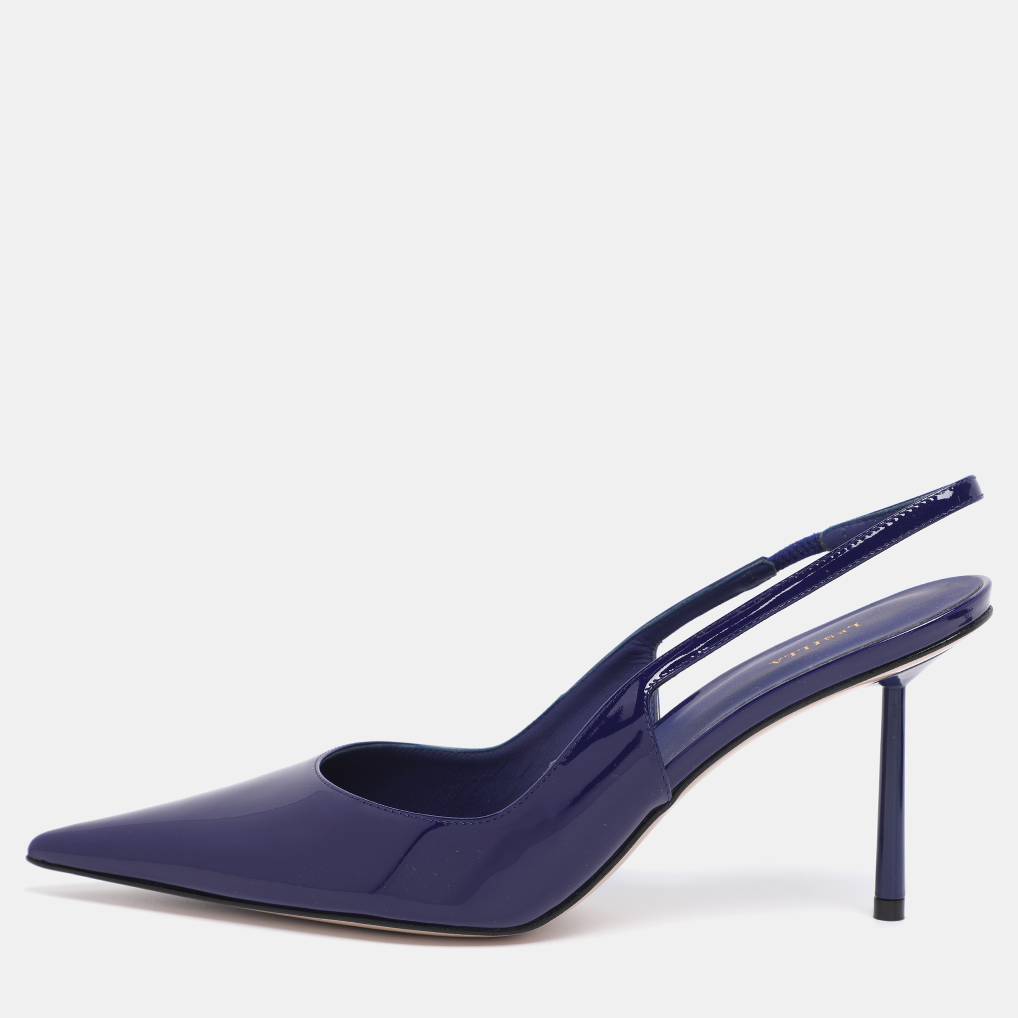 

Le Silla Blue Patent Leather Bella Slingback Pumps Size