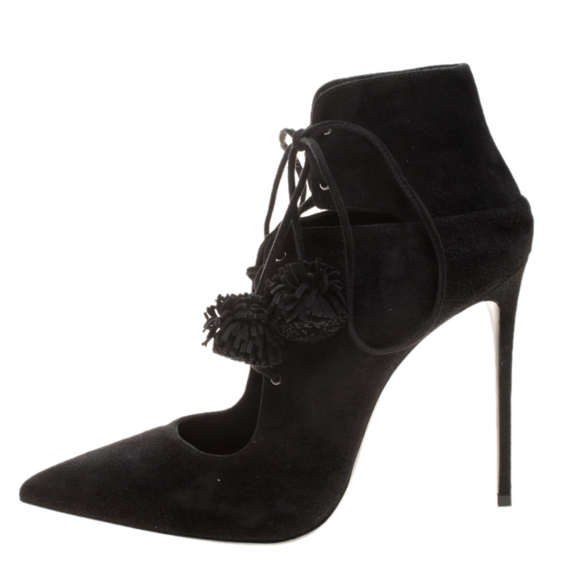 

Le Silla Black Suede Lace Up Pointed Toe Ankle Boots Size