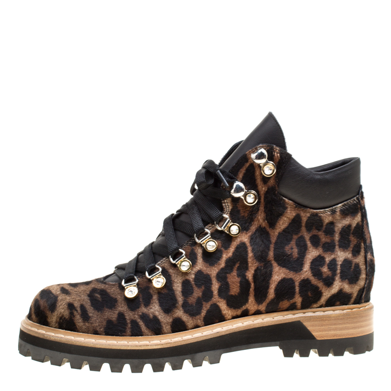 

Le Silla Leopard Print Pony Hair Platform Ankle Boots Size, Brown