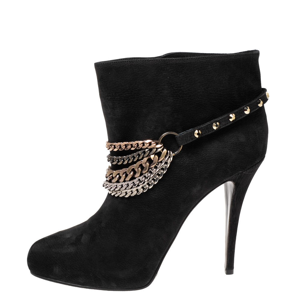 

Le Silla Black Suede Stivaletto Ankle Boots Size