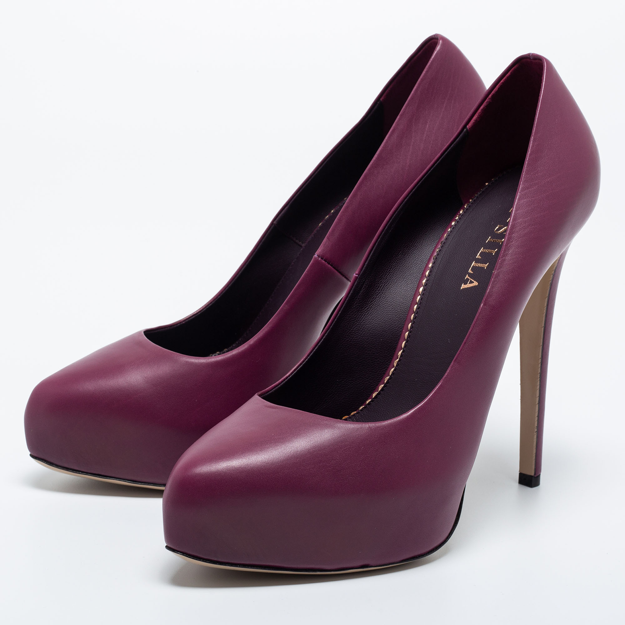 

Le Silla Purple Leather Platform Pumps Size