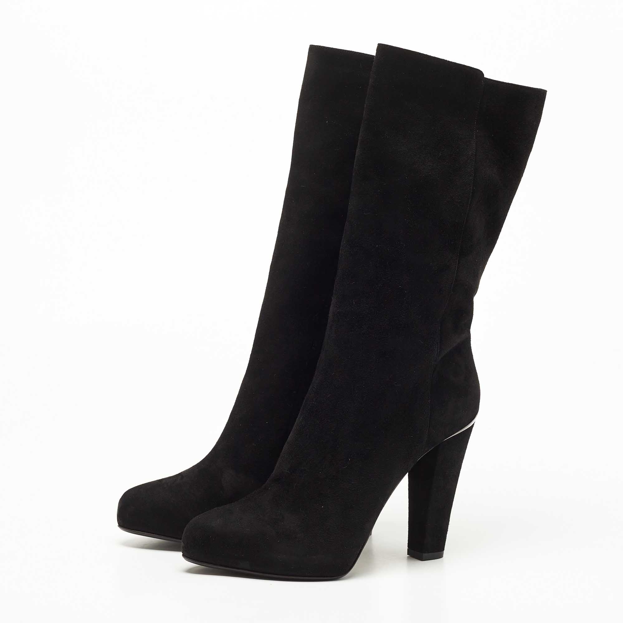 

Le Silla Black Suede Calf Length Boots Size