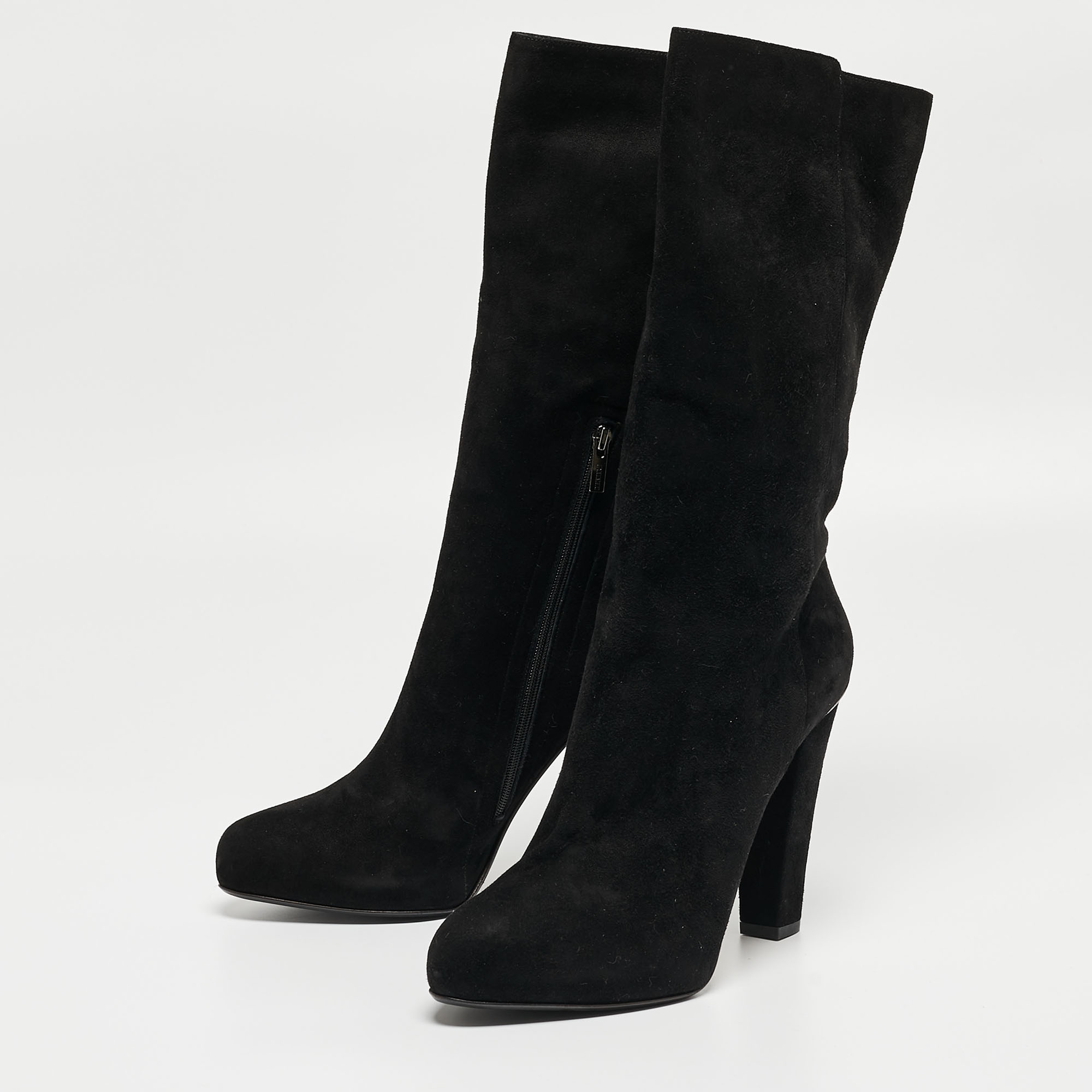 

Le Silla Black Suede Platform Mid Calf Boots Size