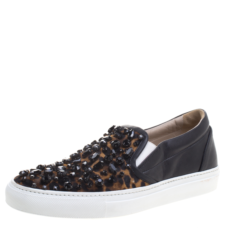 black leopard print sneakers