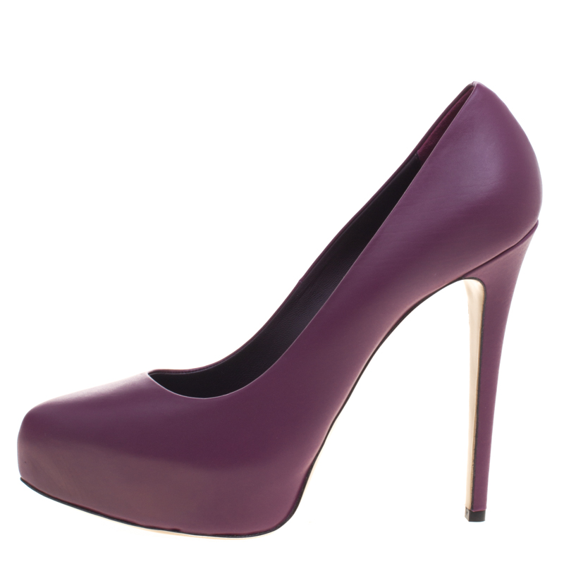 

Le Silla Purple Leather Platform Pumps Size