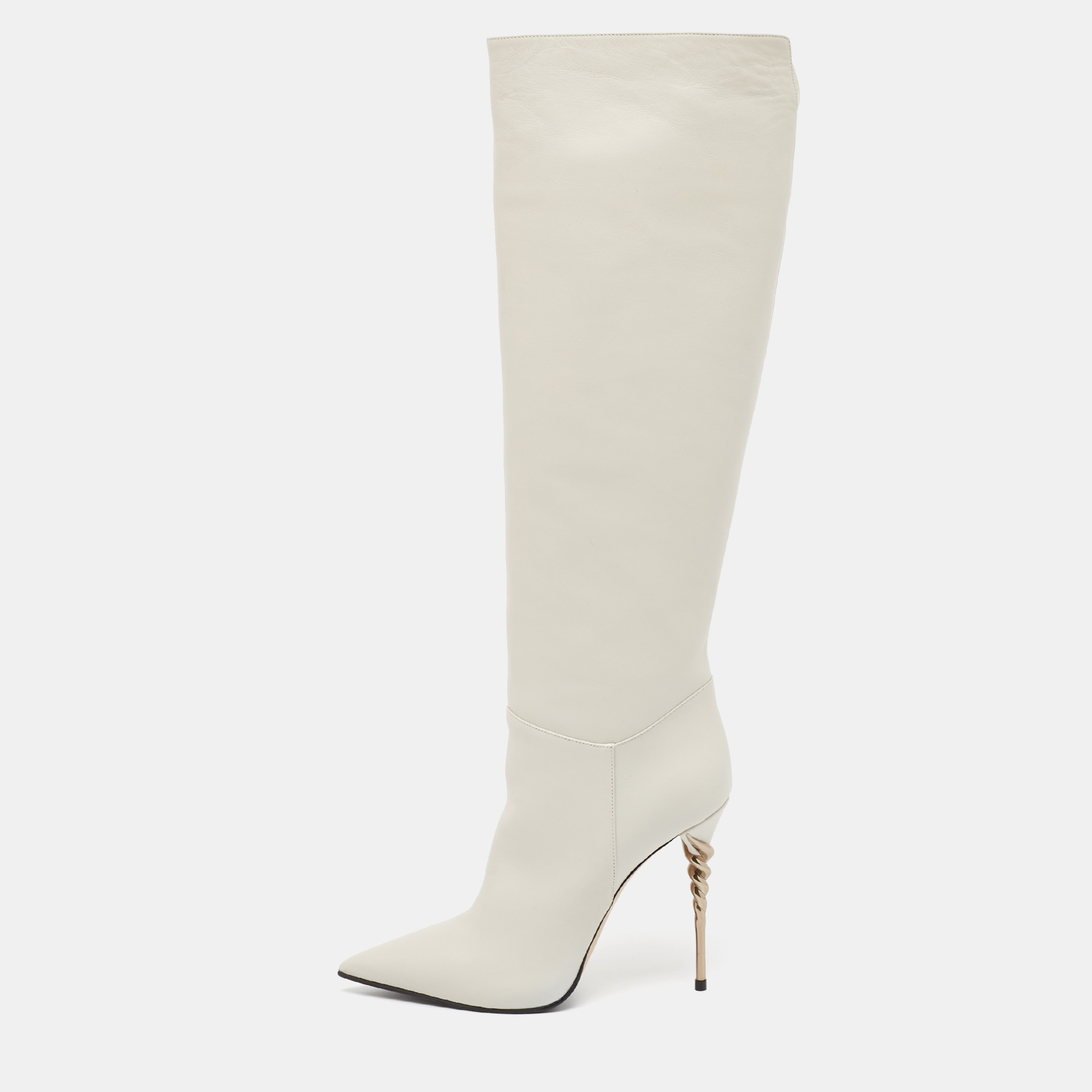 

Le Silla Cream Leather Over The Knee Boots Size