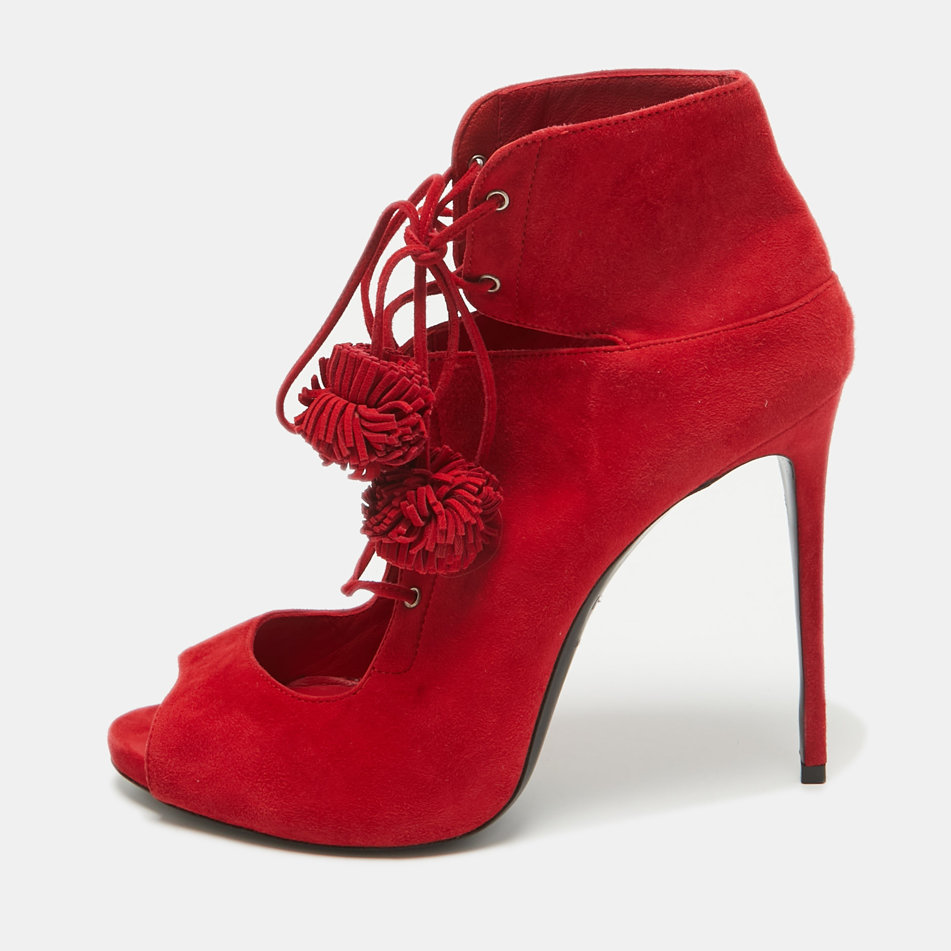 

Le Silla Red Suede Lace Up Ankle Length Boots Size