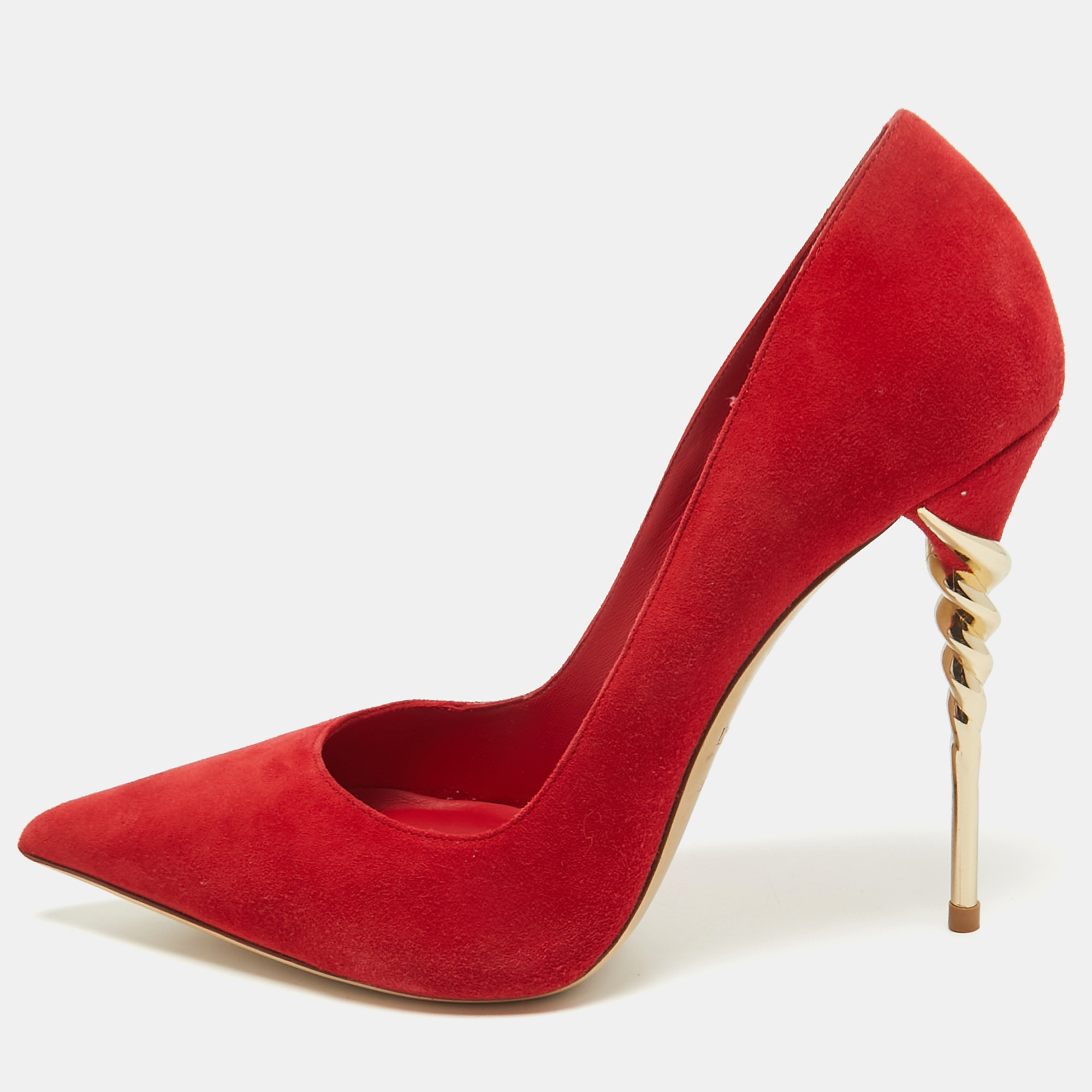 Pre-owned Le Silla Red Suede Pointed Toe Pumps Size 39