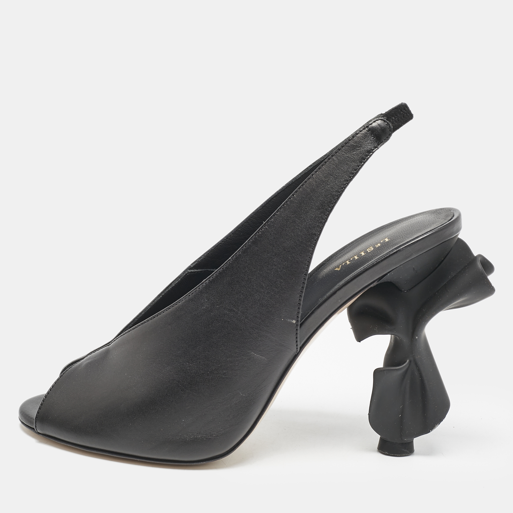 

Le Silla Black Leather Candy Peep Toe Pumps Size