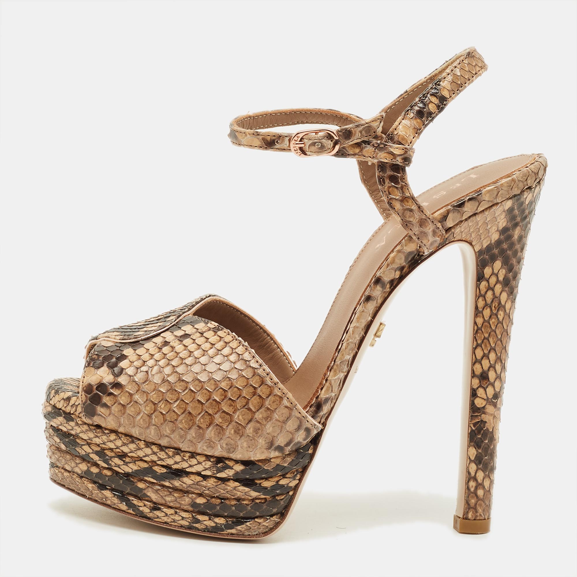 

Le Silla Size  Beige Python Platform Sandals