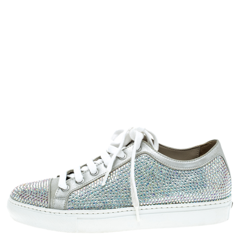 

Le Silla Grey Crystal Embellished Suede Lace Up Sneakers Size