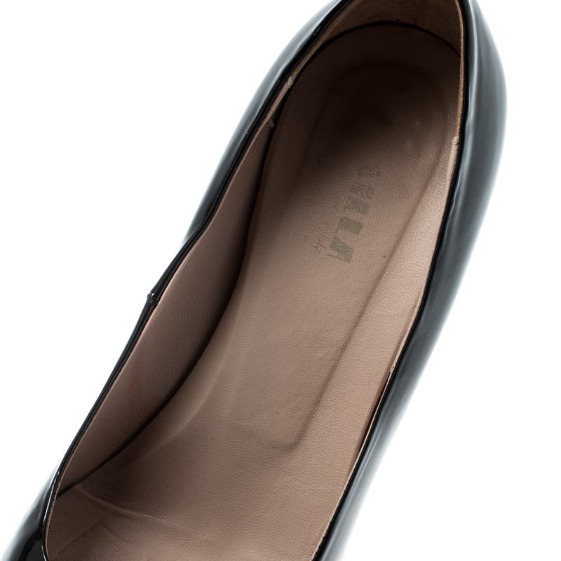 Pre-owned Le Silla Black Patent Leather Peep Toe Platform Pumps Size 38