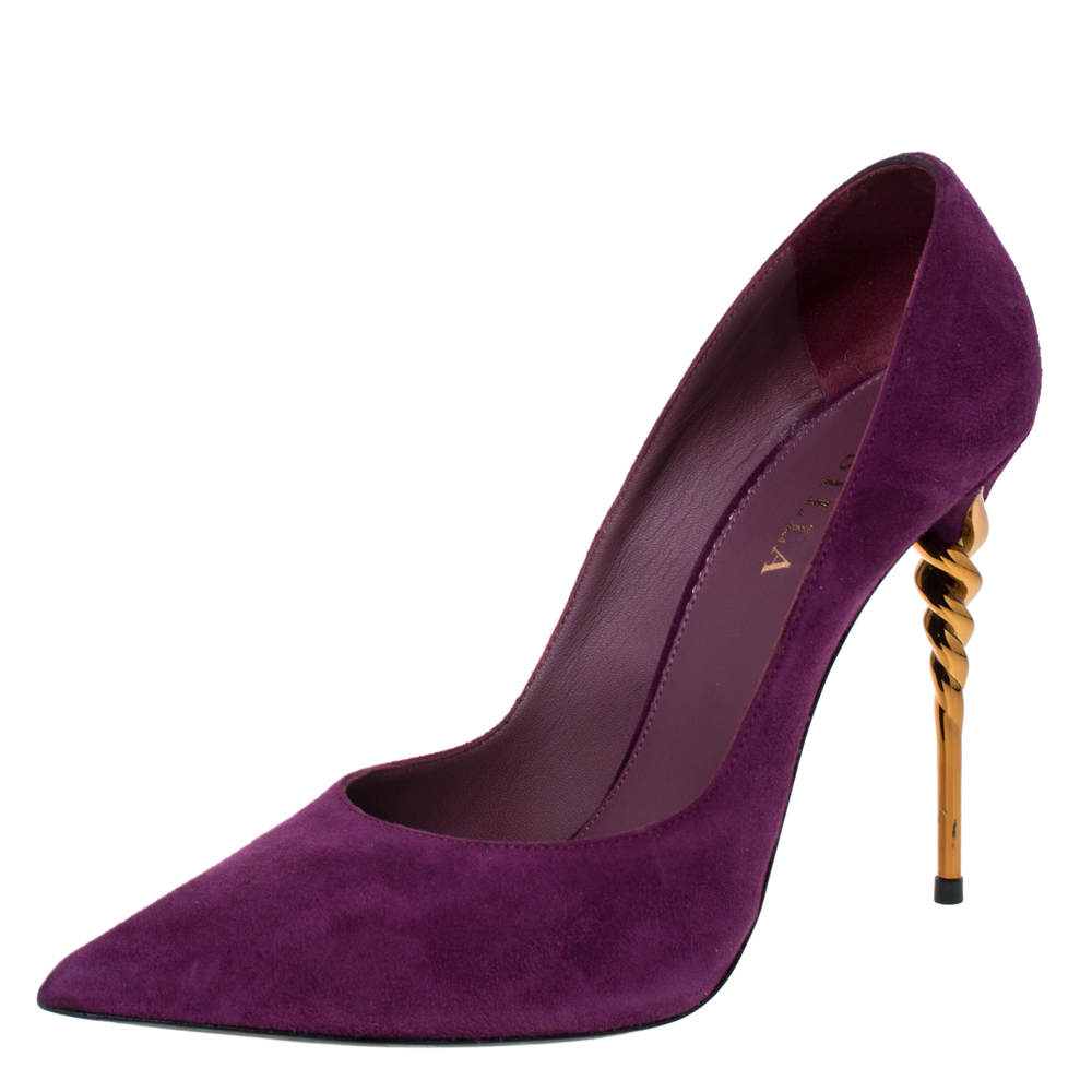 purple pointed toe heels